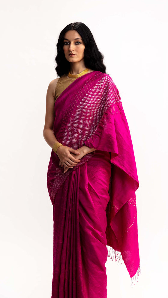 PANORAMA JAMBAN SAREE - MAGENTA