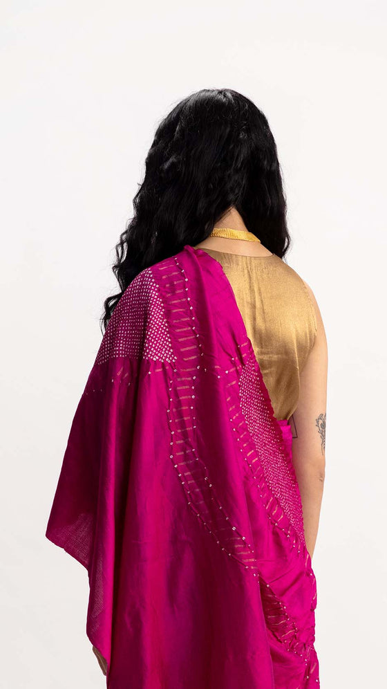 PANORAMA JAMBAN SAREE - MAGENTA