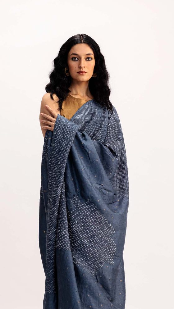 WATERFALL JAMBAN SAREE - GREY