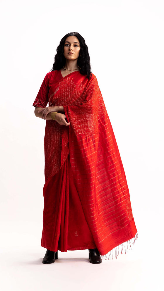 LANDSCAPE JAMBAN SAREE - RED