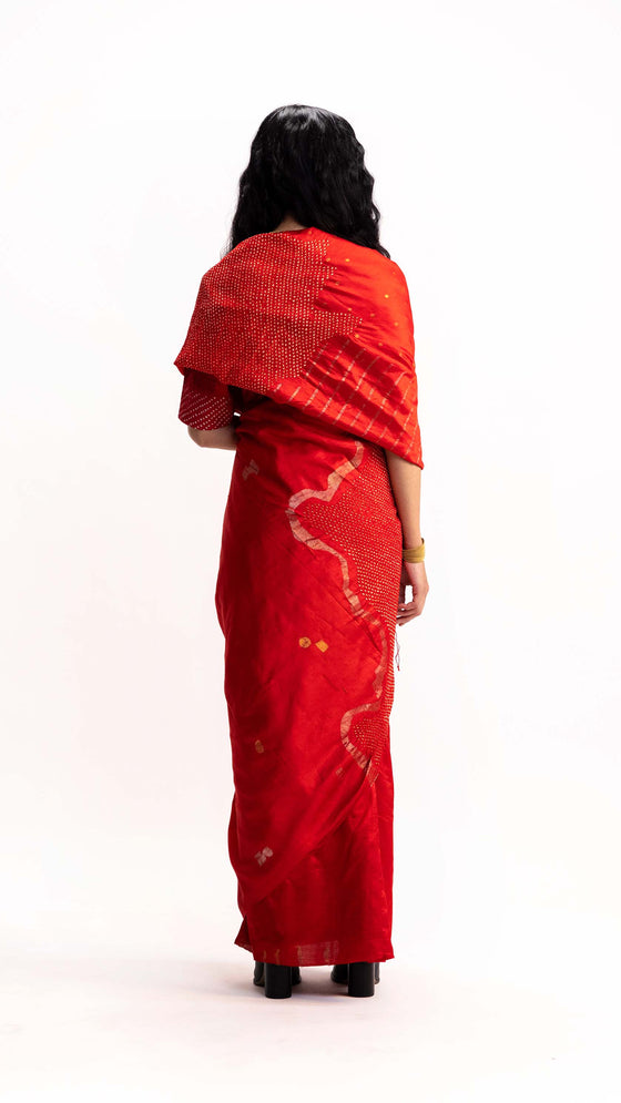 LANDSCAPE JAMBAN SAREE - RED