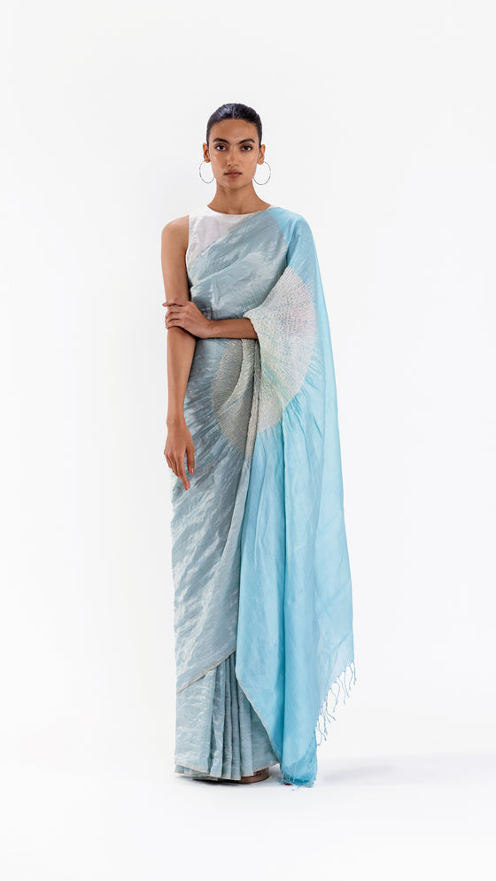 THE HANDSFREE SAREE - METALLIC BLUE