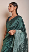 Bottle-green Metallic Handsfree Saree