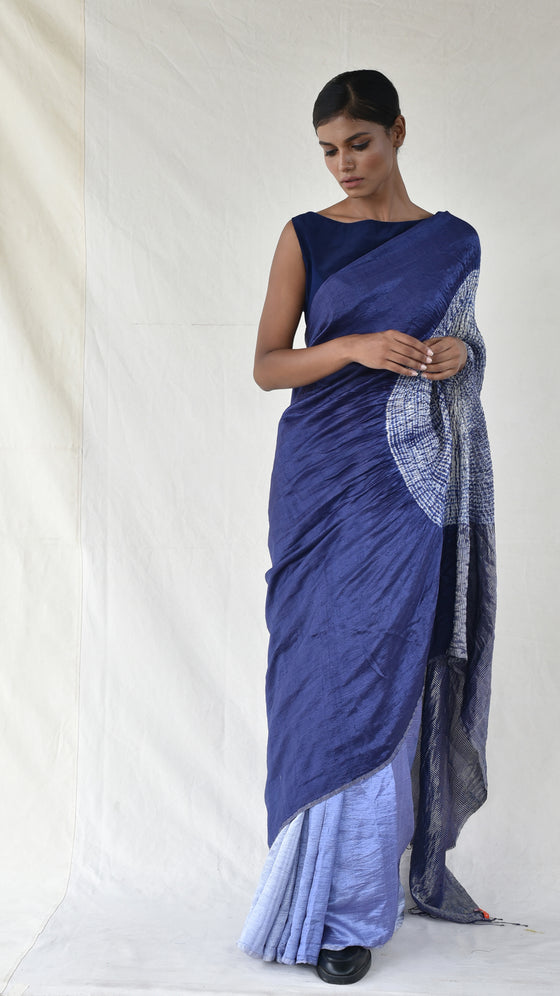 Blue Ombre Metallic Handsfree Saree