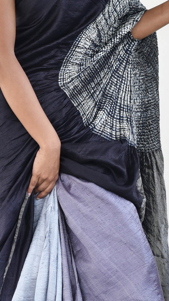 Grey-Black Ombre Metallic Handsfree Saree