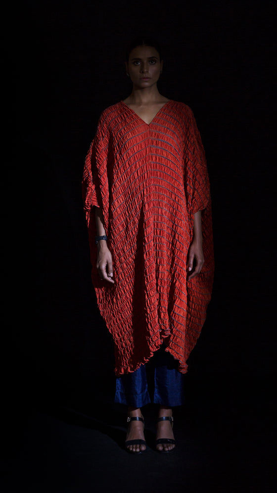 SHELL KAFTAN - RUST RED / NAVY