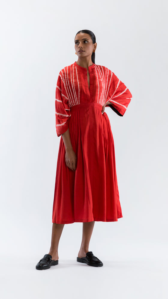 WING DRESS - RUST RED