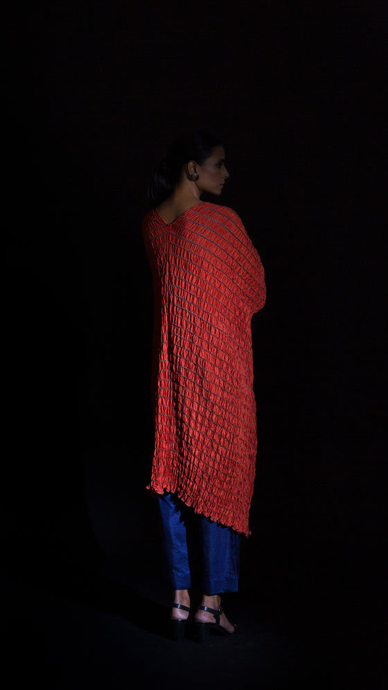 SHELL KAFTAN - RUST RED / NAVY