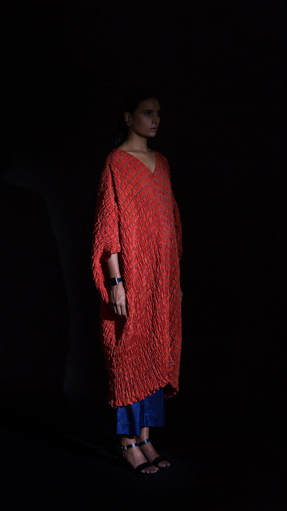 SHELL KAFTAN - RUST RED / NAVY