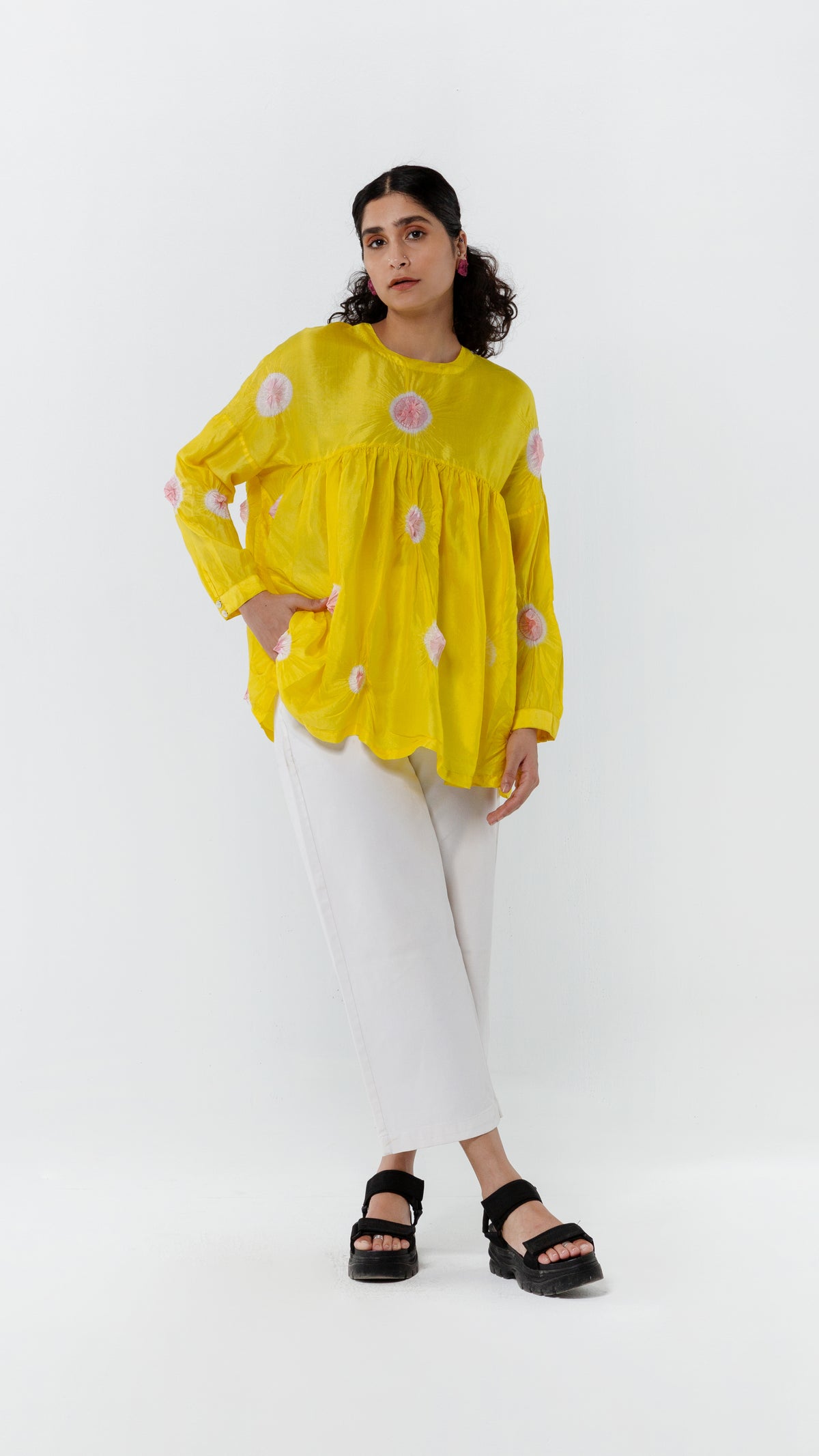 YELLOW-PINK POLKA TOP