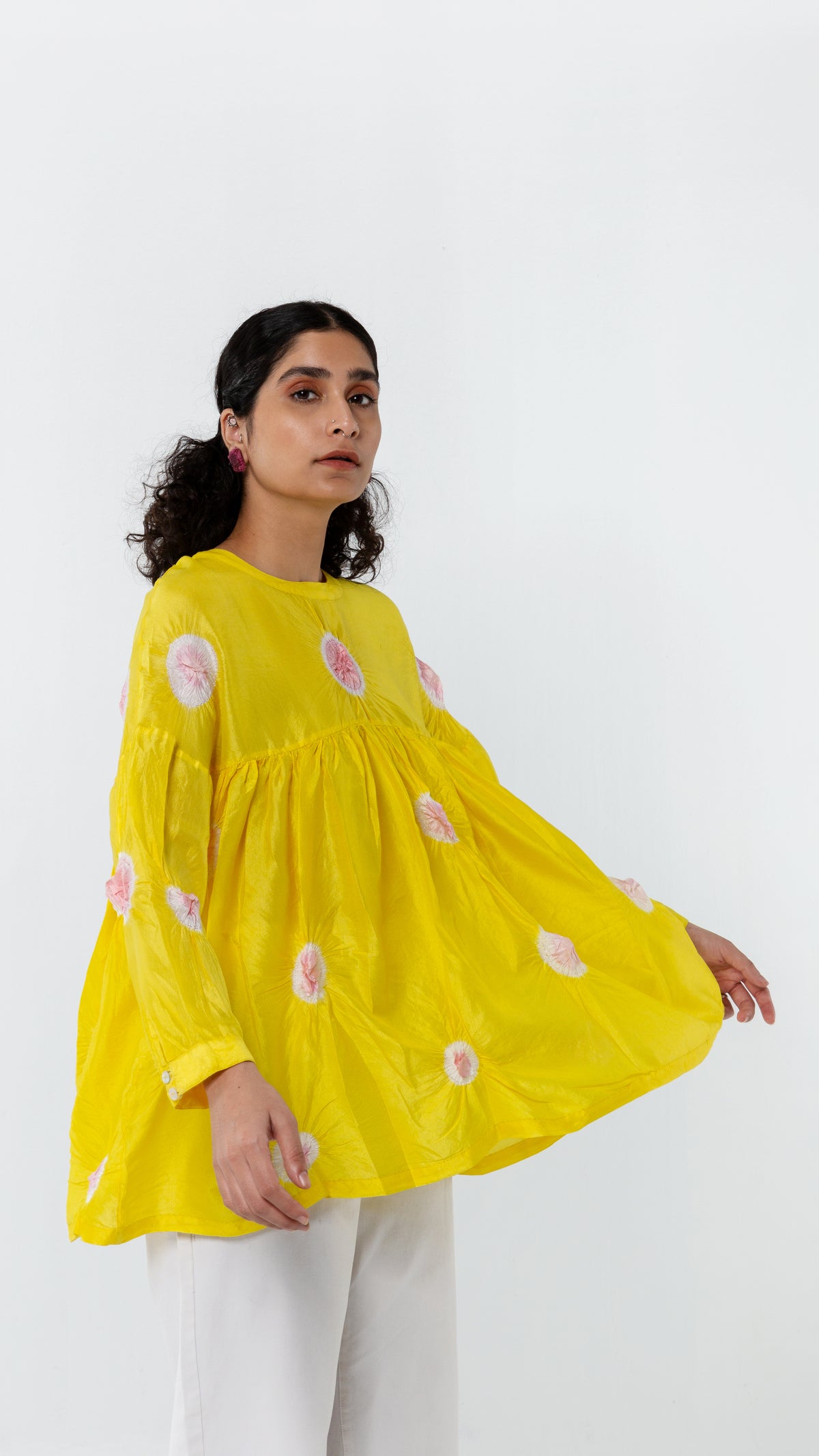 YELLOW-PINK POLKA TOP