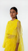 YELLOW HANDSFREE ORGANZA SAREE