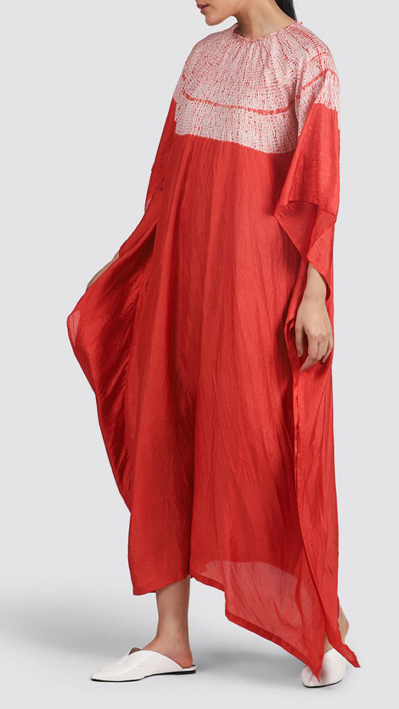 Red Silk Shibori Kaftan
