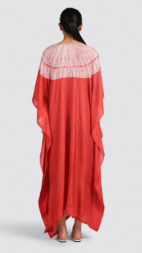 Red Silk Shibori Kaftan