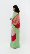 POLKA SHIBORI SAREE - RED/PISTA