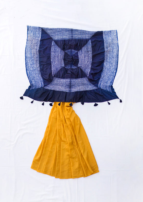 Mustard silk shibori saree