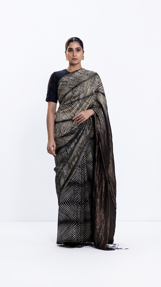 Metallic Sea Saree - Black