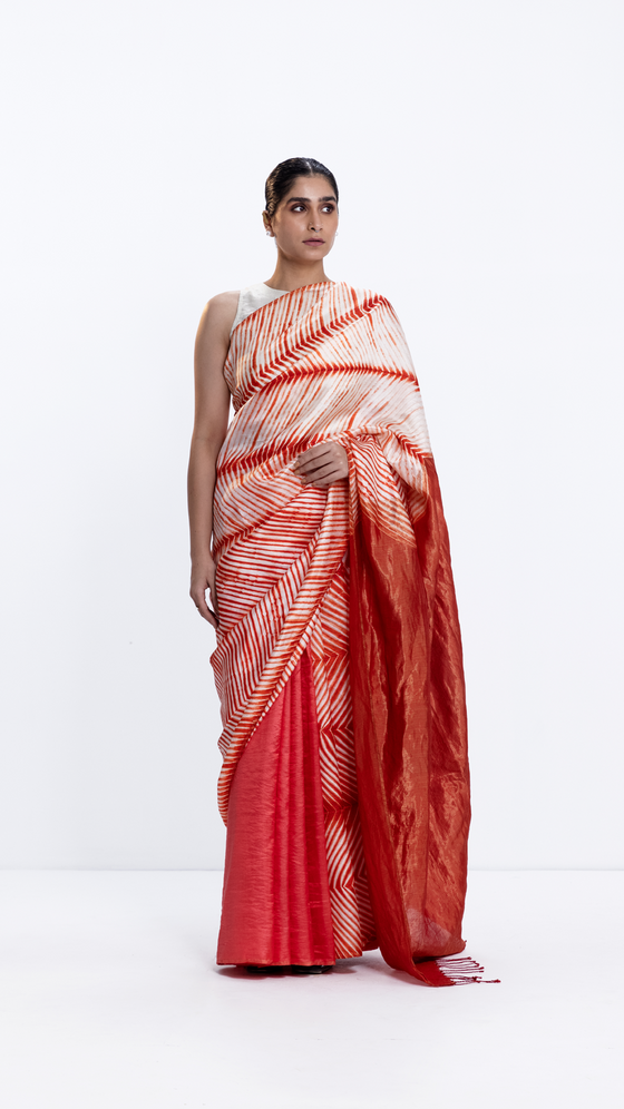 Metallic Sea Saree - Rust