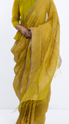 Metallic Shore Saree - Lime