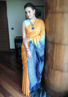 Mustard silk shibori saree