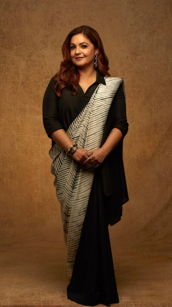 BLACK AND WHITE ARASHI SAREE