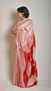 Peach-red Metallic Shibori Saree