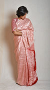 Peach-red Metallic Shibori Saree